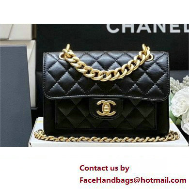 Chanel Shiny Crumpled Calfskin & Black Metal Mini Flap Bag BLACK AS4051 2023(ORIGINAL QUALITY)